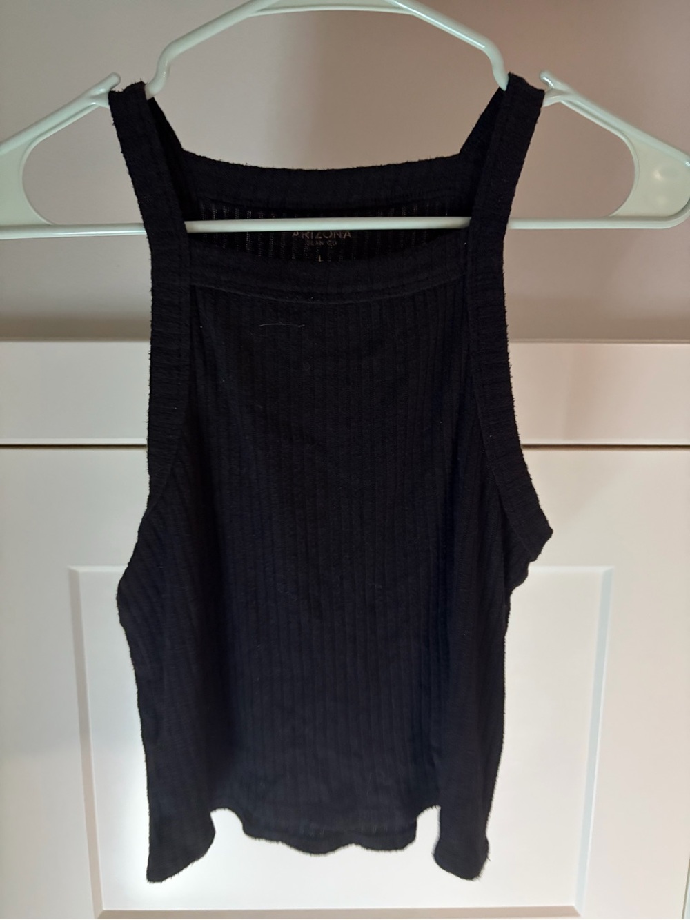 Arizona Love Black Ribbed Square-Neck Tank